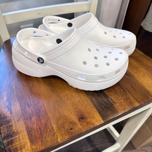 CROCS Shoes - Crocs Classic Crush Clog Women Size 11 White Platform Chunky 206750